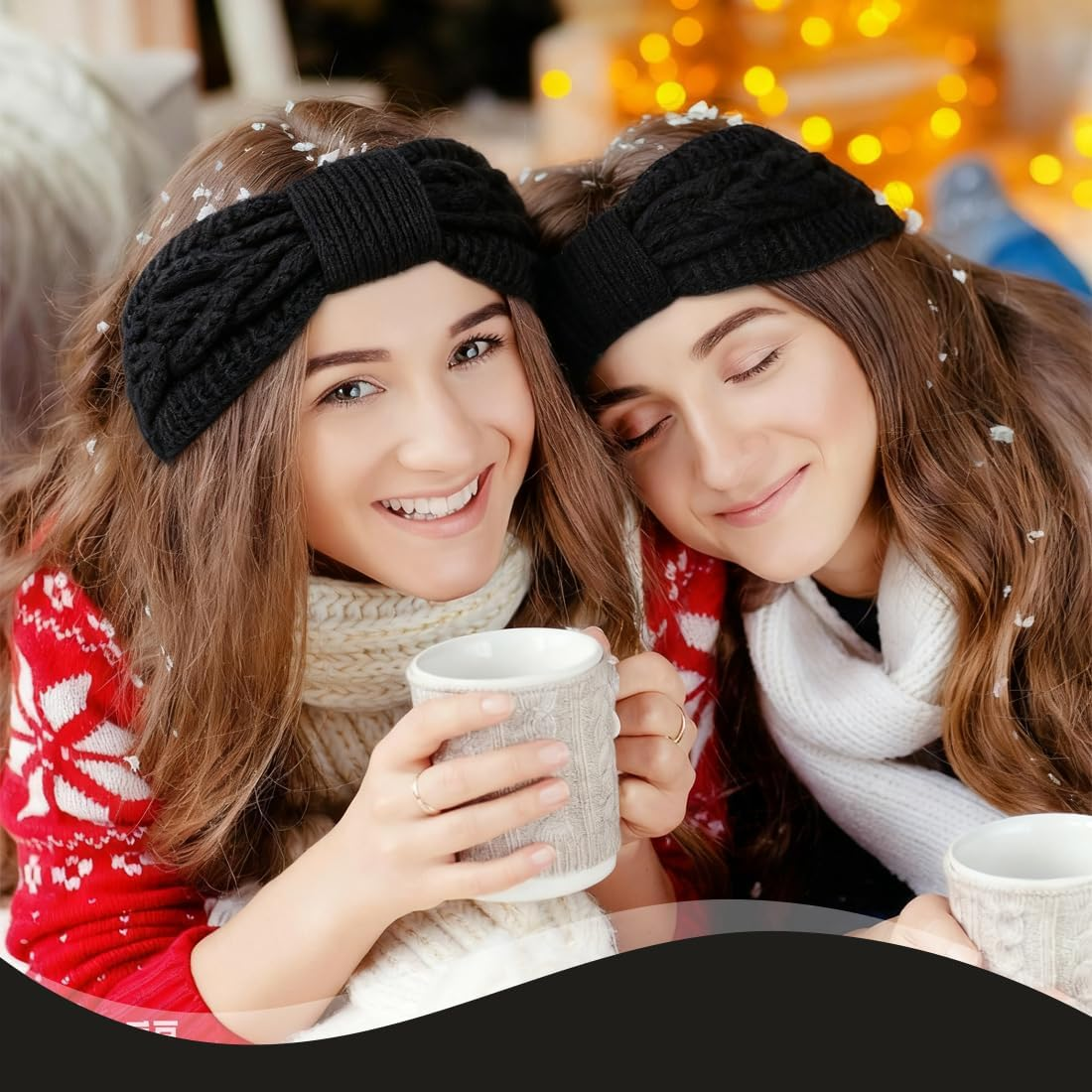 WUSJCOF Women'S Winter Headband, Lined Fleece Headband, Elastic Knitted Headband, Women'S Headband, Knitted Headwrap, Pack of 1 image number 2