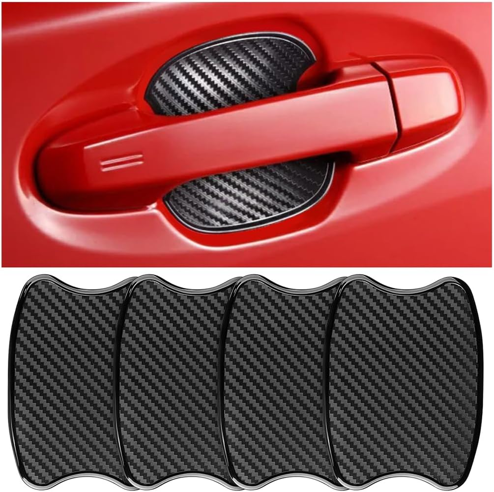 Mandark Car Door Handle Cup Scratch Protector, 4PCS 3D TPU Carbon Fiber Vehicle Door Bowl Sticker, Automotive Door Handle Paint Protective Film Cover Accessories, Universal for Most Cars (Large) image number 3