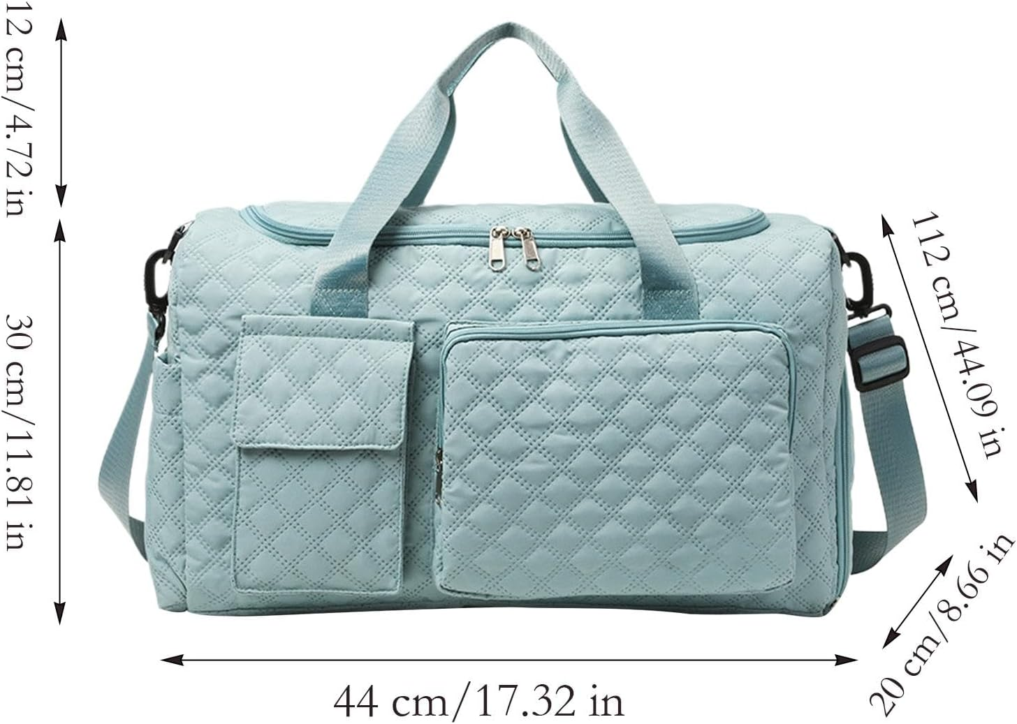 Sports Bag with Shoe Compartment | Overnight Bag with Widened Shoulder Strap | Luggage Accessories with Wet and Dry Separation for Towels, Clothes, Personal Items, Lake Blue, Refer To - Beige image number 4