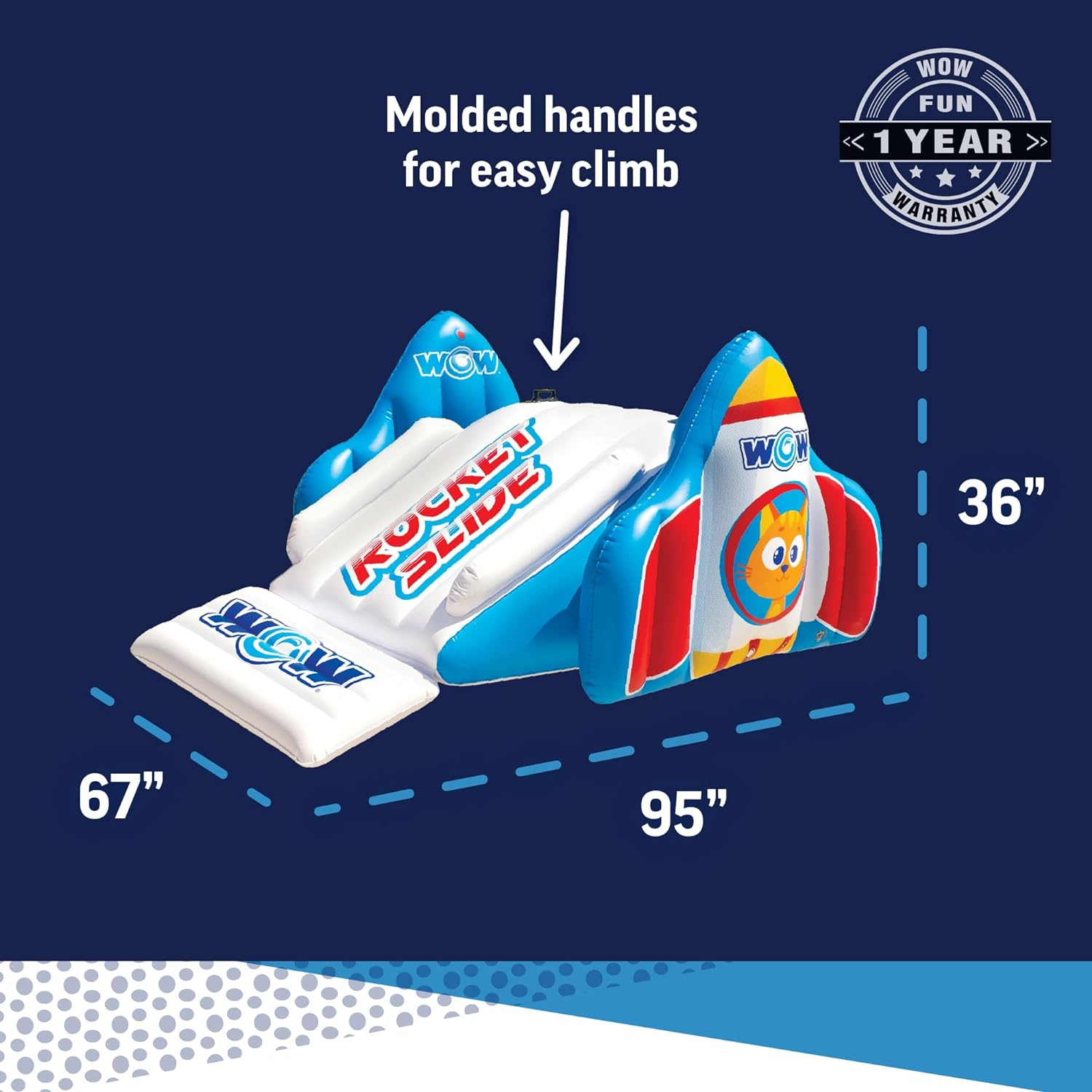 WOW Sports Rocket Slide Inflatable Pool Slide - with Built in Sprayer for Kids and Adults - Portable Pool Slides - Durable Vinyl image number 4