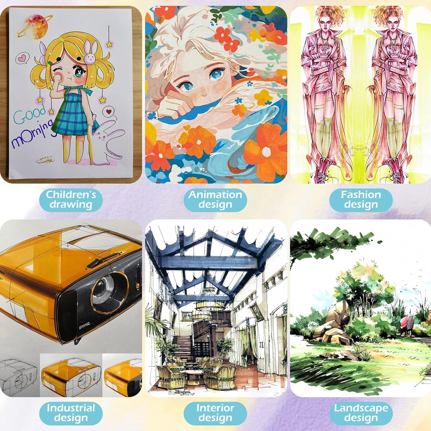 36 Art Markers Pens Set,Geeric Dual Tip Pens Art Markers Fineliner & Brush Pen Highlighter Drawing Markers for Sketch Adult Kid Art Supplies Journal Doodling Writing Art Projects 0.4Mm/3Mm Tip image number 3