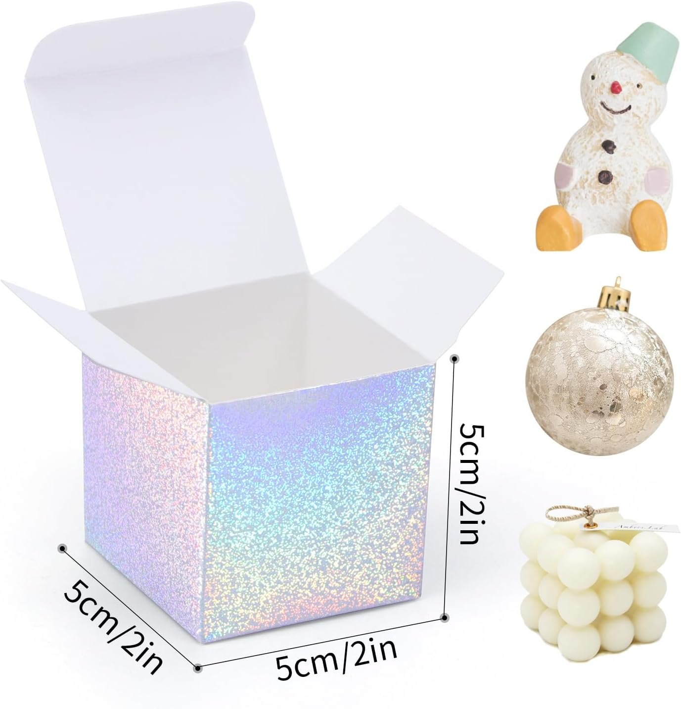 24PCS Small Square Gift Boxes,5 X 5 X 5 Cm Candy Treat Box Cardboard Box with Lid,Gold Foil Party Favor Gift Boxes for Parties, Birthdays, Weddings and Holidays Valentine'S Day image number 4