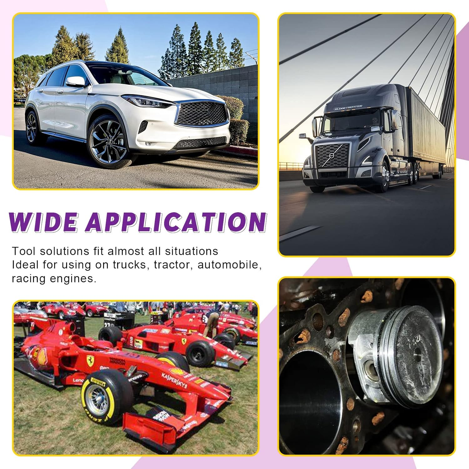 Swpeet 17Pcs Adjustable Black Piston Installer Pliers and Green Car Engine Piston Ring Compressor Pliers with 2.4" - 5.7" Piston Rings Kit with Carrying Box for Car Truck Auto Engine