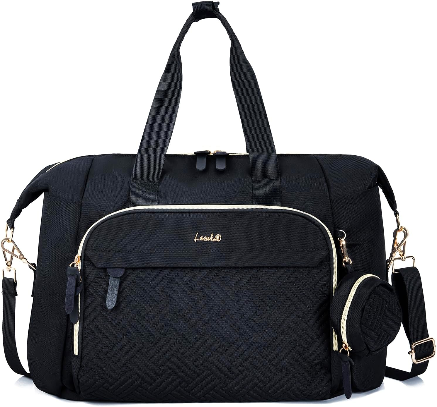 7Pcs Diaper Bag Tote, Large Mommy Travel Diaper, Baby Diaper Tote Bag for Mom Hospital Bags Baby Bag, Black image number 3