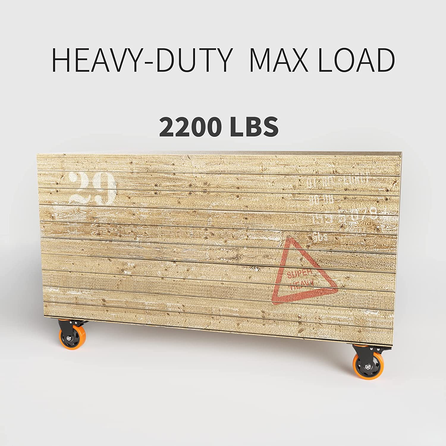 4" Caster Wheels, Casters Set of 4, Heavy Duty Casters with Brake, 2200 Lbs, Locking Industrial Swivel Top Plate Casters Wheels for Furniture and Workbench Cart(Free 2 Types of Hardware Kits) image number 3