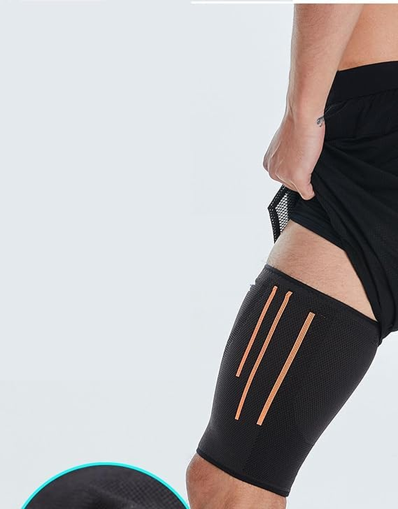 Sports Thigh Compression Sleeve - Hamstring Compression Sleeve (Pair) for Quad & Groin Pain Relief & Recovery - Thigh Brace & Wrap - anti Slip Sleeves Men & Women (Picture Color, M) image number 6