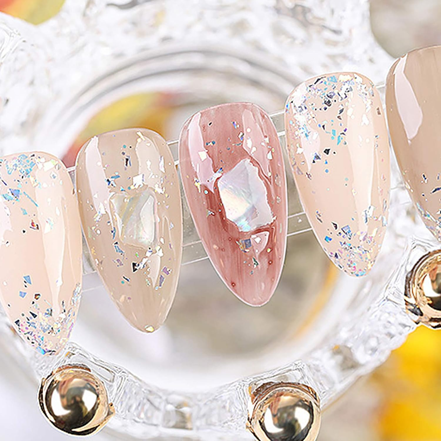 1 Set 3D Mixed Rose Gold Holographic Festival Body Powder Flakes for Nail Art DIY Decoration image number 6