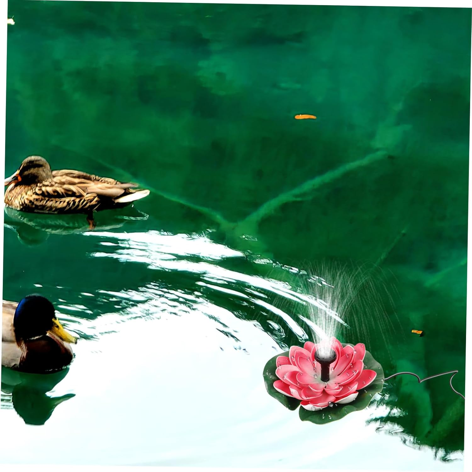 Solar Floating Fountain Lotus Shape Cherry Red Outdoor Water Landscape Pump for Garden Ponds Fishponds Easy to Clean Rust-Resistant Solar Powered image number 4