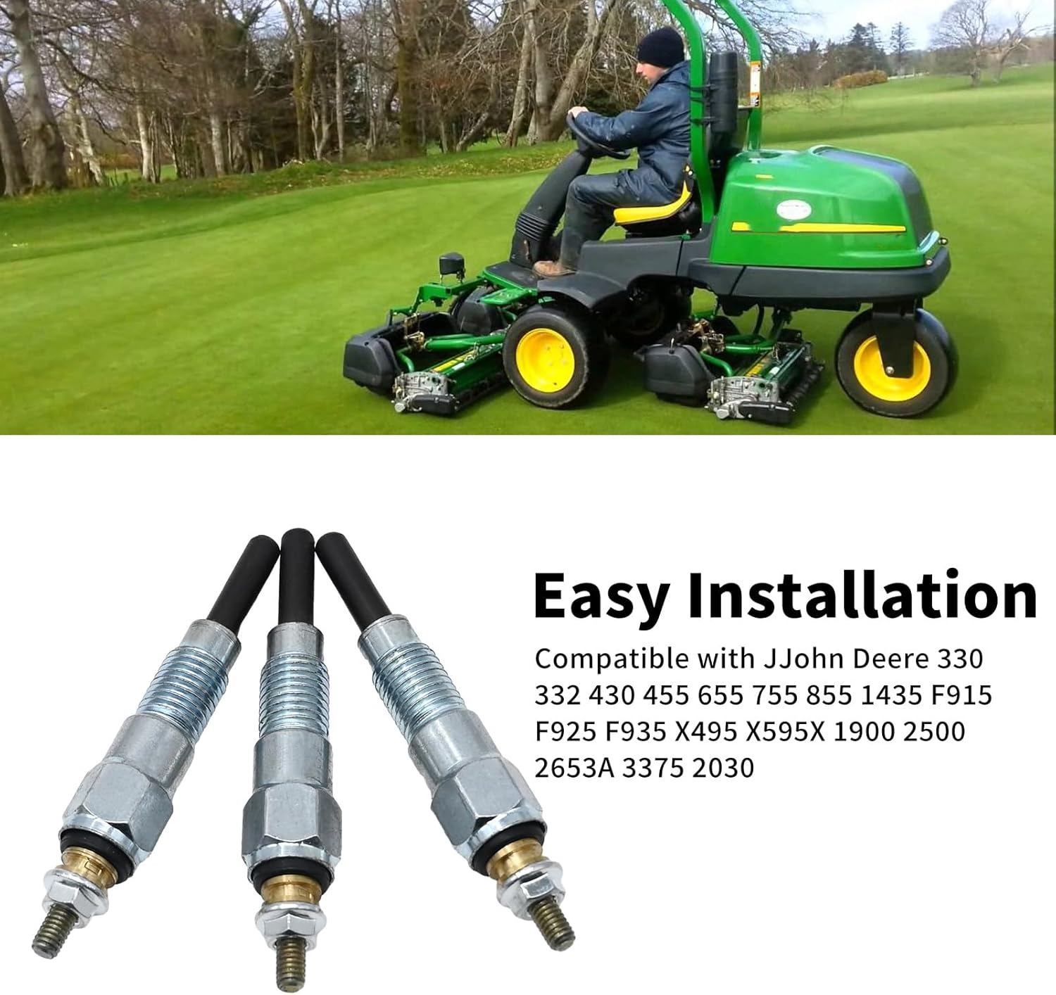 3 Pcs AT110814 M87919 Glow Plugs Automotive Replacement Parts for John Deere 330 332 F915 F925 F935 X495 X595X, Glow Plug Replacement for Yanmar 3TN66C 3TN66UJ 3TNA72UJ 3TNA72UJ3 image number 5