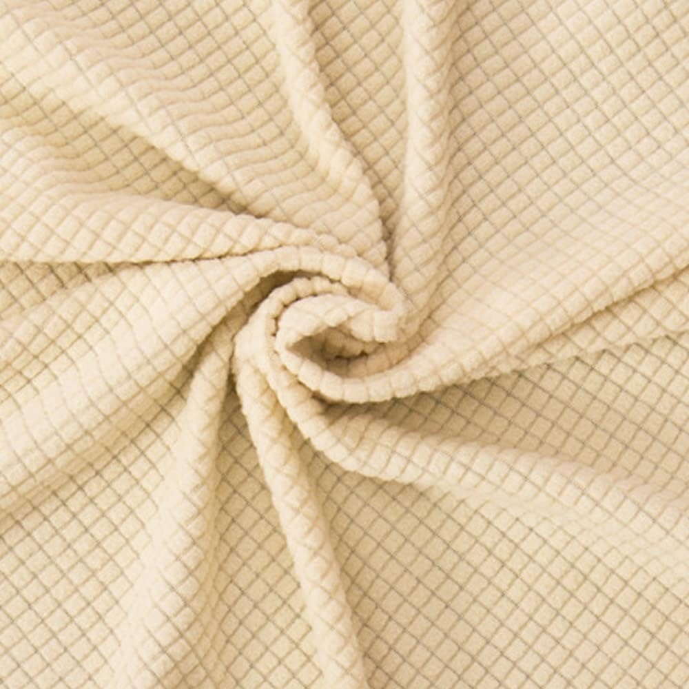 High Stretch Jacquard Sofa Cover Machine Washable Stylish Furniture Cover Anti-Slip Foams Strips with Elastic Bottom Suitable for Various Styles (Cream, 3 Seater (180-220Cm)) image number 3