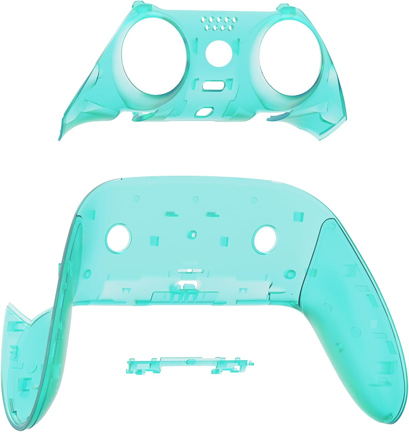 Extremerate Top Bottom Decorative Trim Shell Compatible with Ps5 Edge Controller DIY Replacement Front Back Clip Shell, Custom Emerald Green Plates Cover Compatible with Ps5 Edge Controller - Clear image number 2