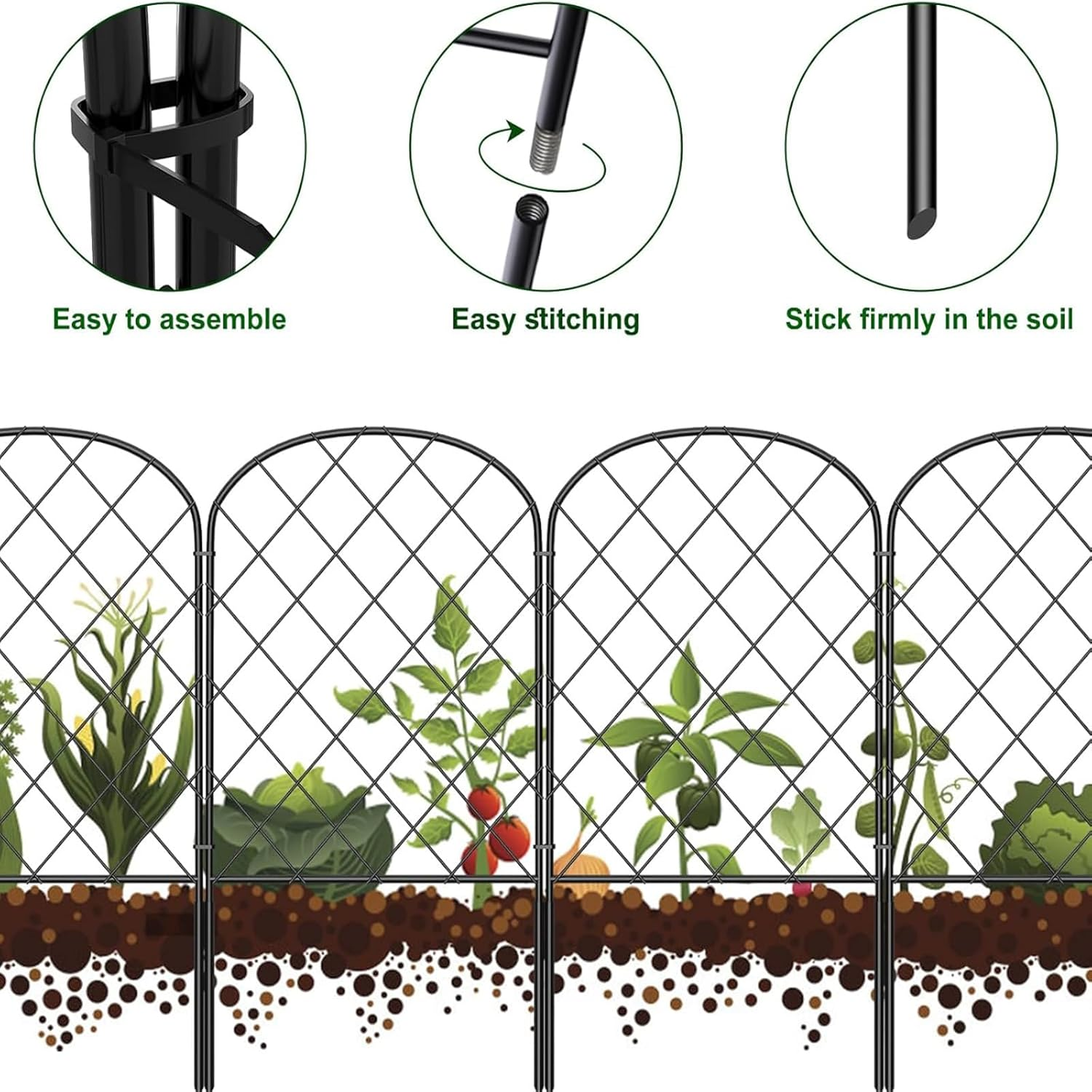 Decorative Garden Fence,10 Pack Total 10Ft(L) X 24In(H) Animal Barrier Border for Dog,Arched Wire Border Panel Fencing for Yard Patio Outdoor D&eacute;cor