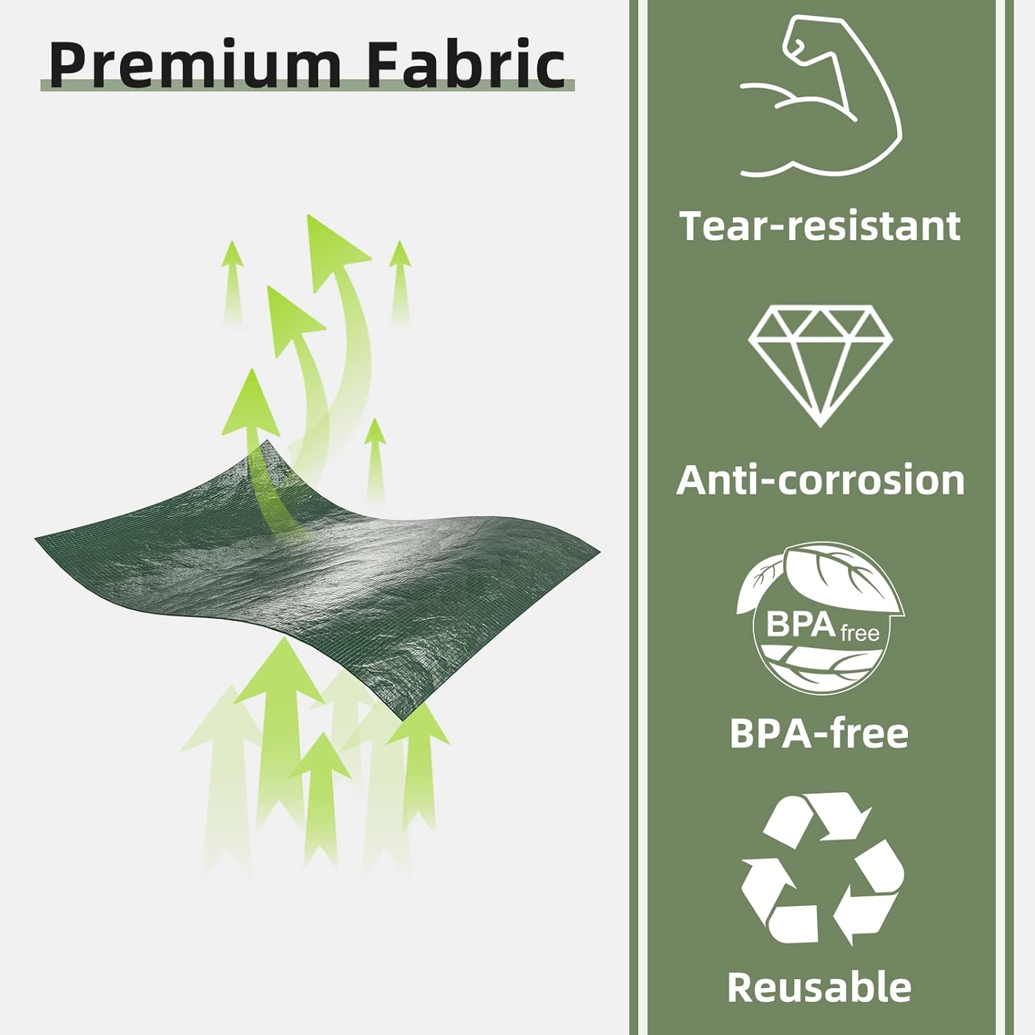 Greatbuddy 10 Gallon Potato Grow Bags 4-Pack, Thick PE Fabric Pots for Plants, Harvest Windows & Sturdy Handles, Labels Included, Green image number 2