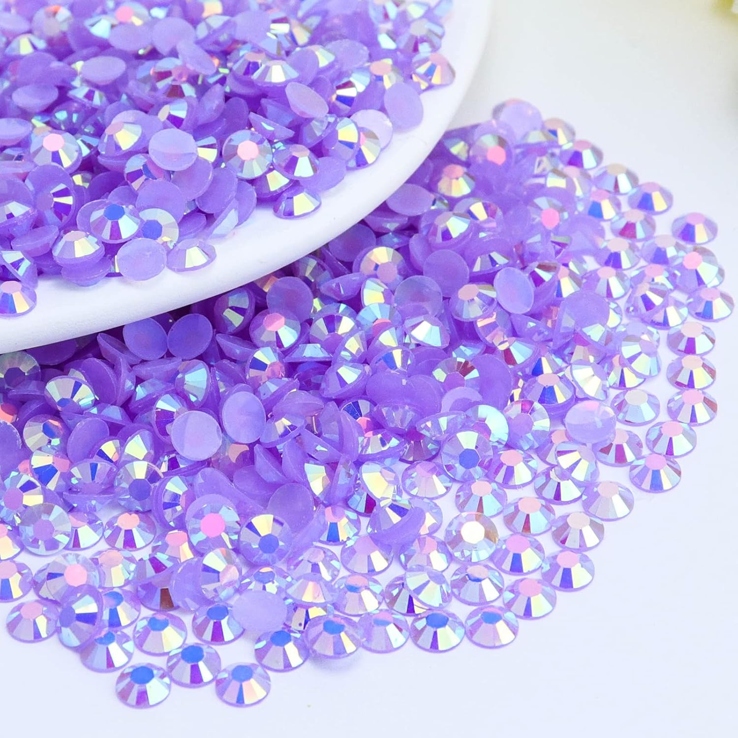 Briskbloom 2000PCS 4Mm Resin Flatback Rhinestone, Light Purple/Violet AB Color Flatback Jelly Resin Rhinestones for Mugs, Bottles, Tumblers, Craft Decoration, Loose Bling Glitter Diamond Stone image number 2