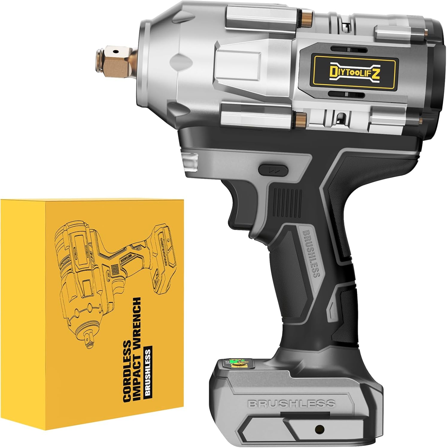 Cordless Impact Wrench for Dewalt 20V Battery,1/2 Inch Impact Wrench 900Ft-Lbs(1200N.M) High Torque Brushless Electric Impact Gun, Power Impact Driver with 4-Mode Speed, LED Work Light(No Battery)