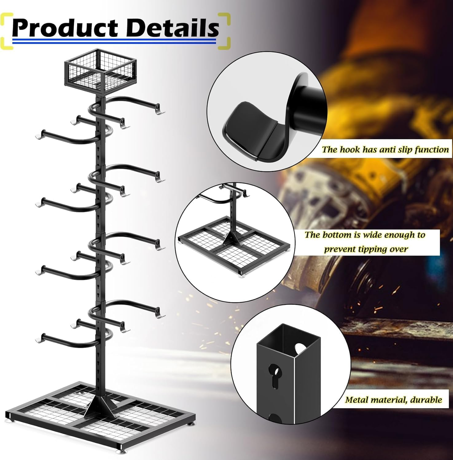 Lhysn Bike Stand for 4 Bicycles Large Floor Bike Rack Garage for Outdoor Bike Hanger Vertical Bike Stand for 8 Scooters/Wiggle Car/Storage Holder
