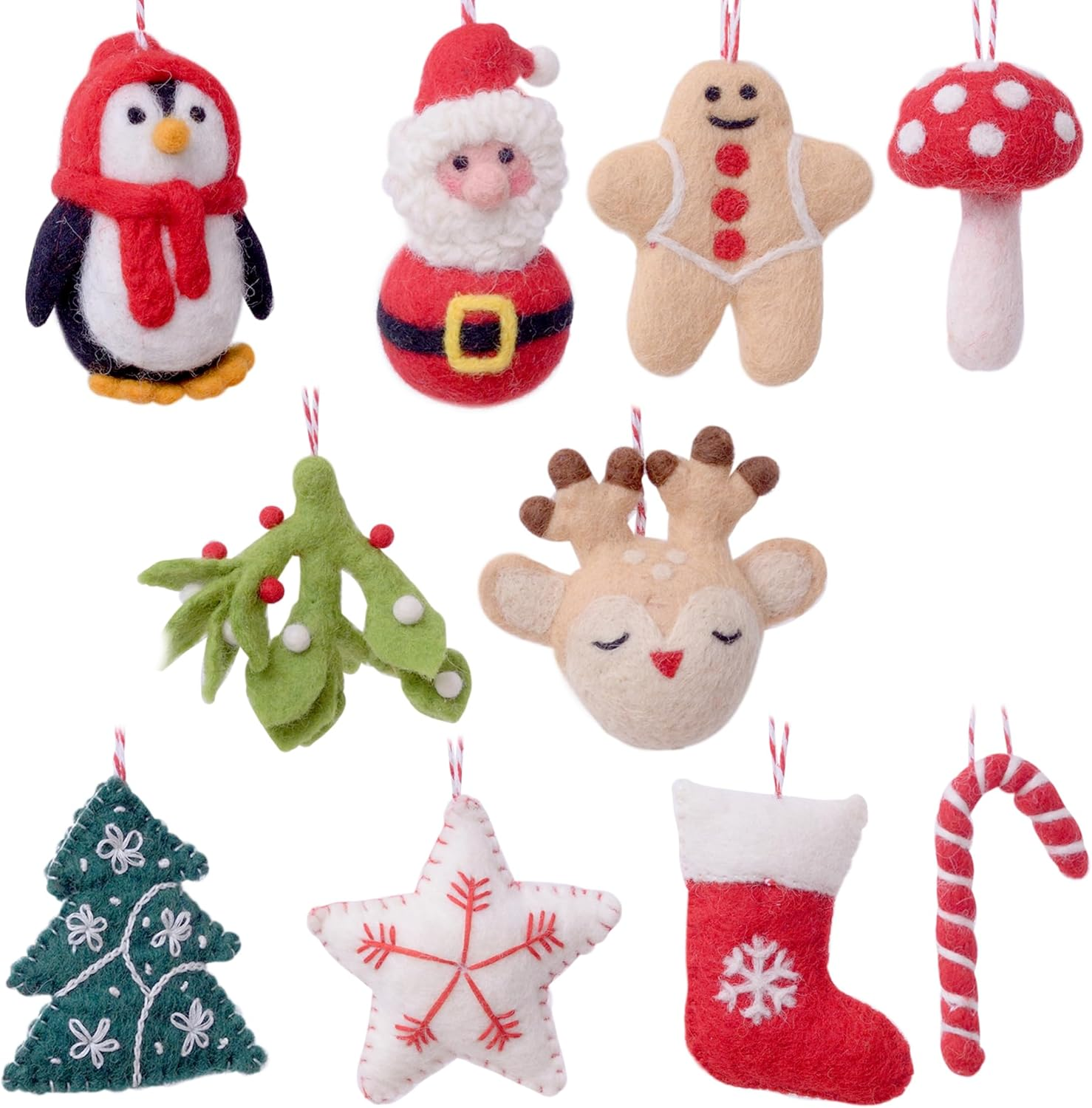 GLACIART ONE Wool Felt Christmas Ornaments Set of 10 | for Christmas Tree Decorations, Hanging Garland, Holiday Mobiles, Advent Wreath Craft or Advent Calendar Ornaments|Passive Oil Diffuser image number 5