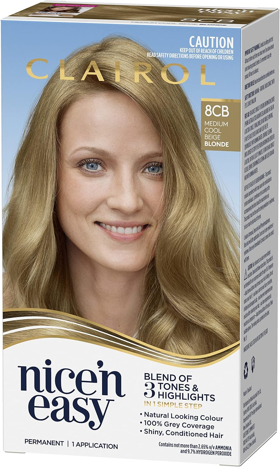 Clairol Nice 'N Easy Permanent Hair Colour 8CB Medium Champagne Blonde, 100% Grey Coverage, Natural Looking Hair Colour image number 5