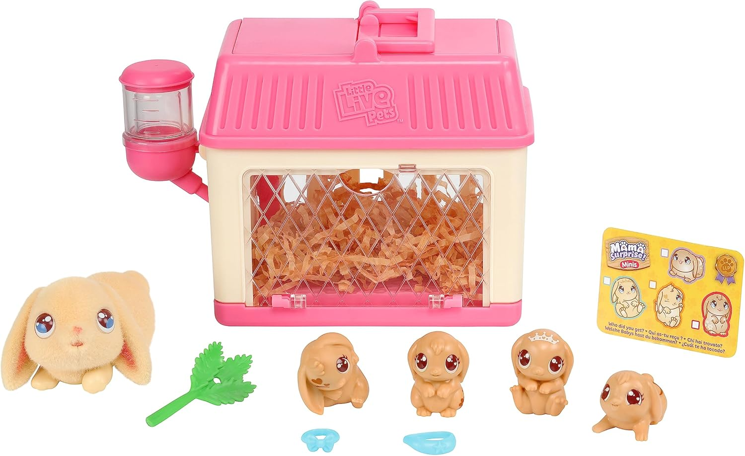 Little Live Pets - Mama Surprise Minis. Feed and Nurture a Lil' Bunny inside Their Hutch so She Can Be a Mama. She Has 2, 3, or 4 Babies with Surprise Accessories to Dress up the Babies image number 5