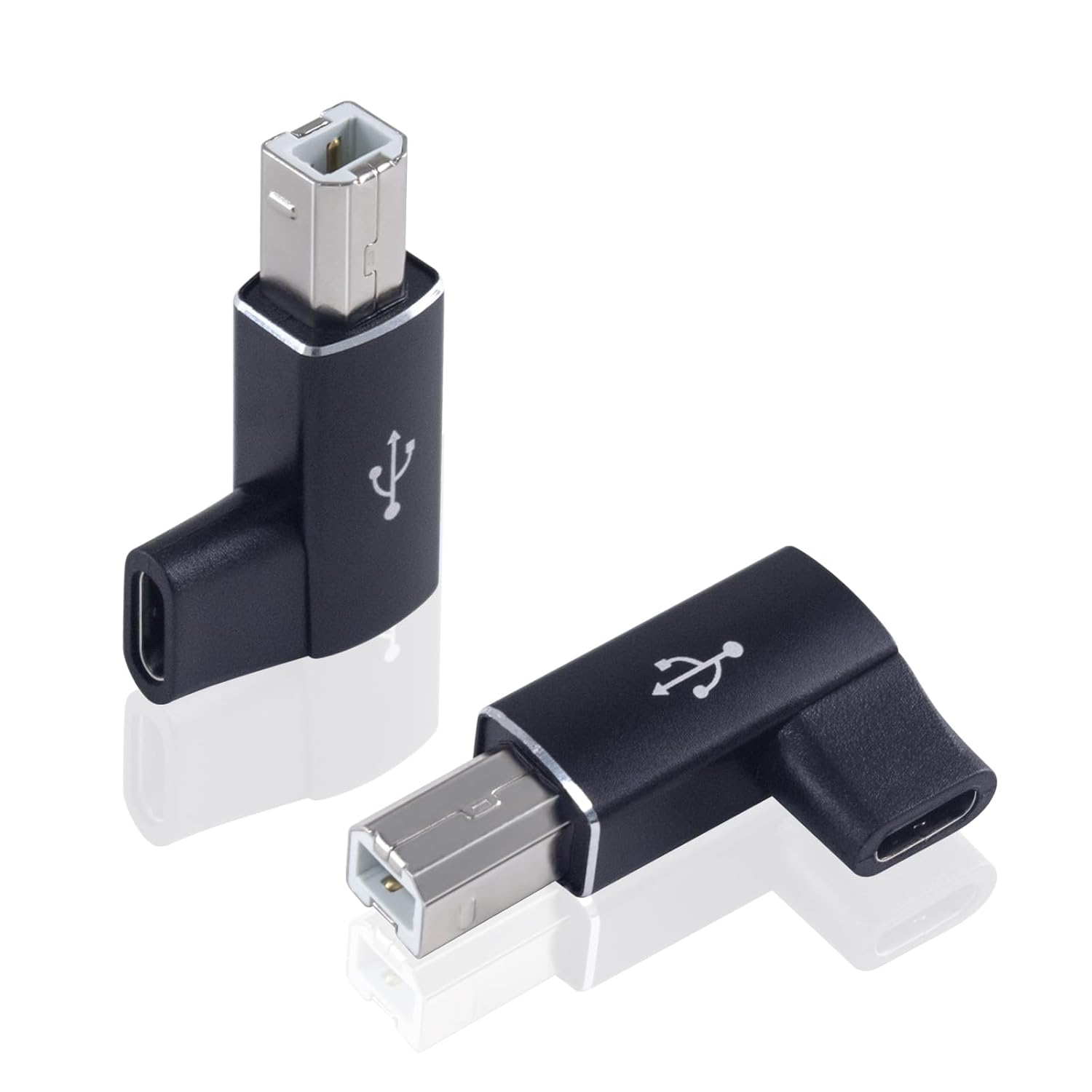 Danfetsoy 90 Degree USB C Female to USB B Male Adapter, 90 Degree Right Angle Type C Female to MIDI Converter, Suitable for Printer, Electric Piano, Laptops and More Type-C Devices (2Pack, Grey)