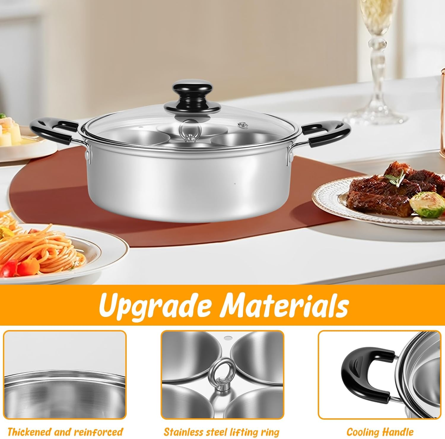 DJAPWPX Egg Poacher, Stainless Steel Poached Egg Maker Pot, Egg Poaching Pan with 4 Cups, Poached Egg Cooker Pot, Multipurpose Stovetop Egg Poacher Pot for Induction Cooktop Gas Cooktop image number 2