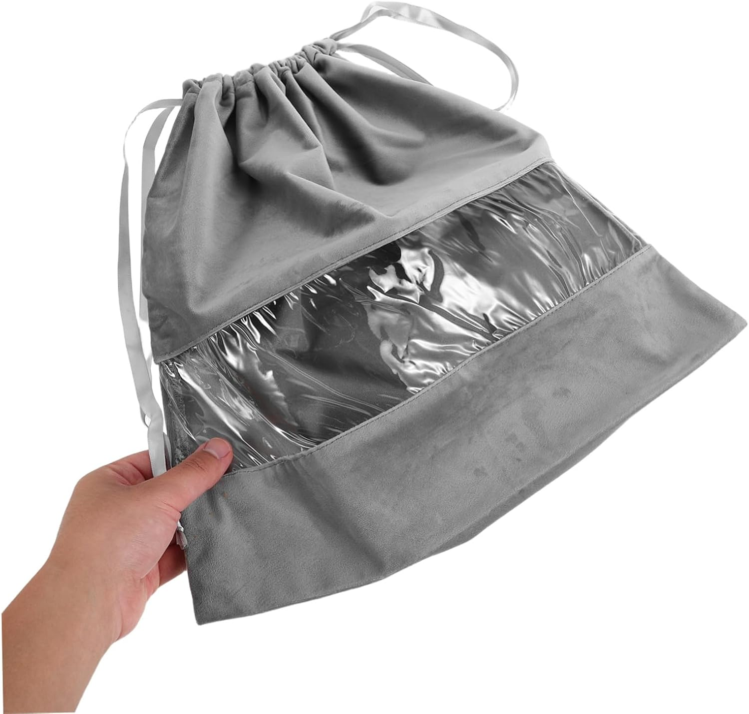 HAPINARY Transparent Drawstring Hair Dryer Storage Bag for Travel Lightweight Protective Dust Pouch for Clothes Makeup and Small Essentials Portable Multipurpose Organizer - Black image number 4