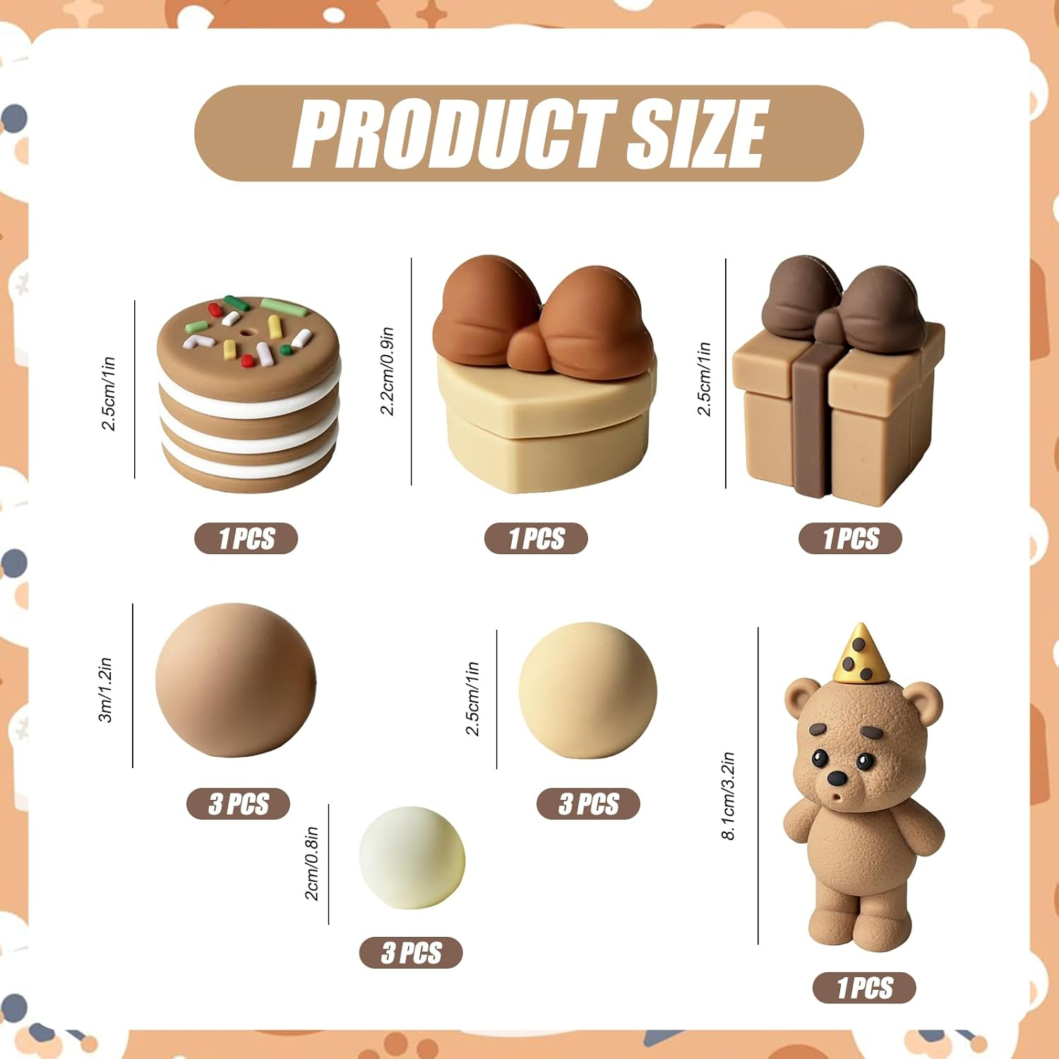 Jungle Animal Cake Decorations - Wild Animal Cake Toppers with Koala, Bee or Bear for Kids Birthday Party, Cupcake Toppers for Jungle Theme Party Supplies (Brown)