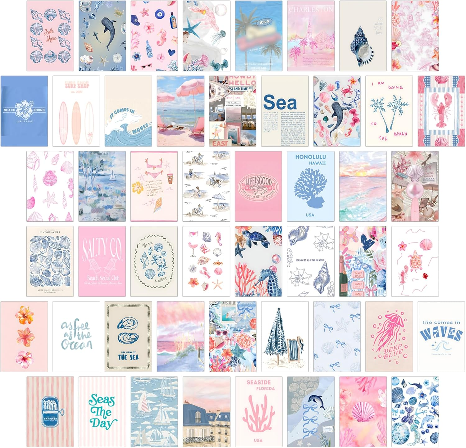 Pink Room Decor Aesthetic,Pink Wall Collage Kit Posters for Room Aesthetic Posters Prints,Pink Aesthetic Dorm Room Decor for Teen Girl (50Pcs 4X6 Inch)