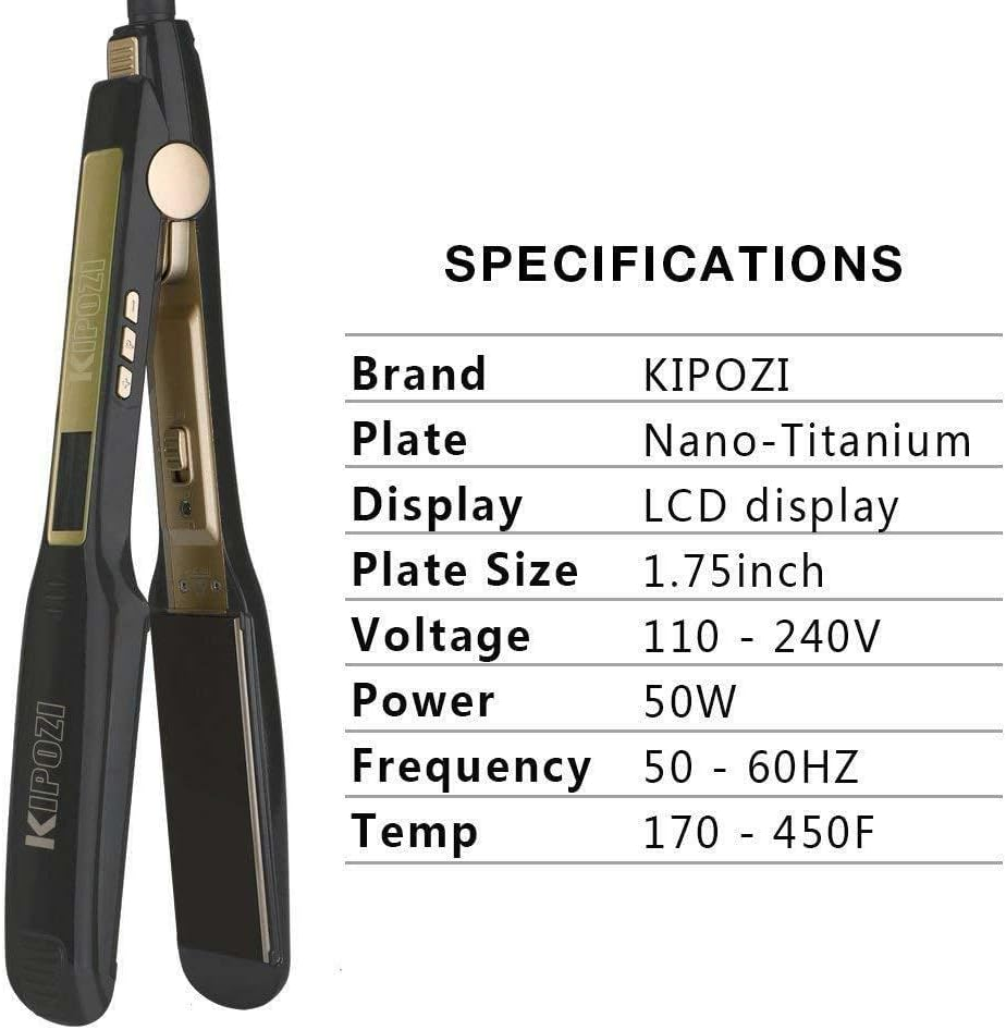 Professional Hair Straightener Fast Heat Smart Timer Flat Iron with LCD Display Curling and Straightening Salon