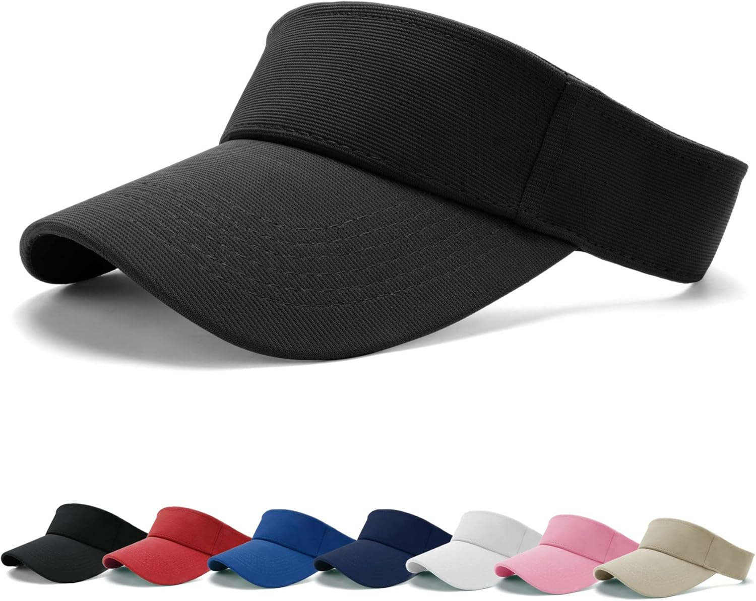 BLURBE Sun Visor Cap - Women Ponytail Baseball Cap, Sport Outdoor Plain Visor Cap, Adjustable Twill Golf Tennis Visor Hats for Men