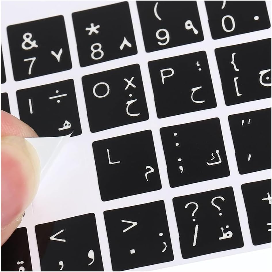 2 Pieces Transparent Arabic Keyboard Stickers with Letters for Laptop, PC, Desktop, Handy and Professional Computer Notebook