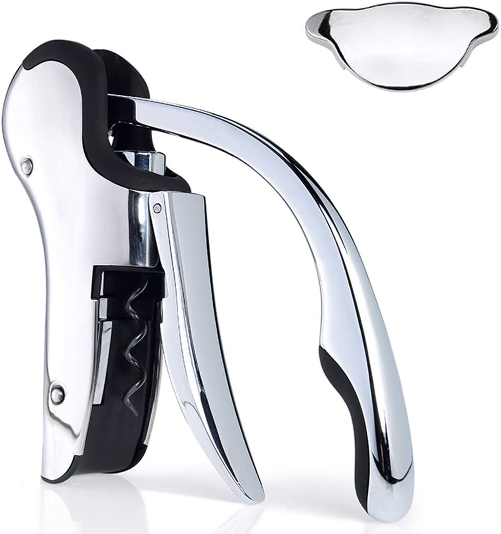 Keissco Compact Wine Opener Stainless Steel Vertical Lever Corkscrew with Foil Cutter image number 5