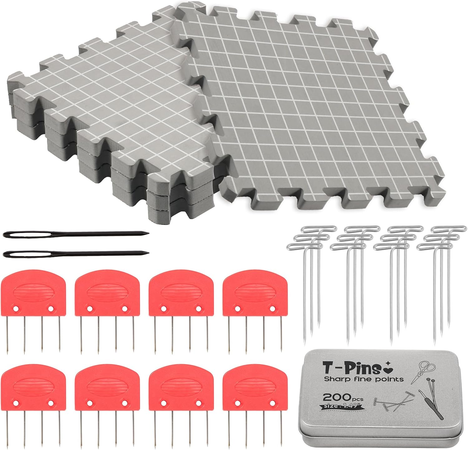Blocking Mats for Knitting, Thick Blocking Boards Kit Easy to Install Portable Blocking Mat and Pin Set Safe Stable Foam Blocking Mats with Pin for Crafting Work image number 3