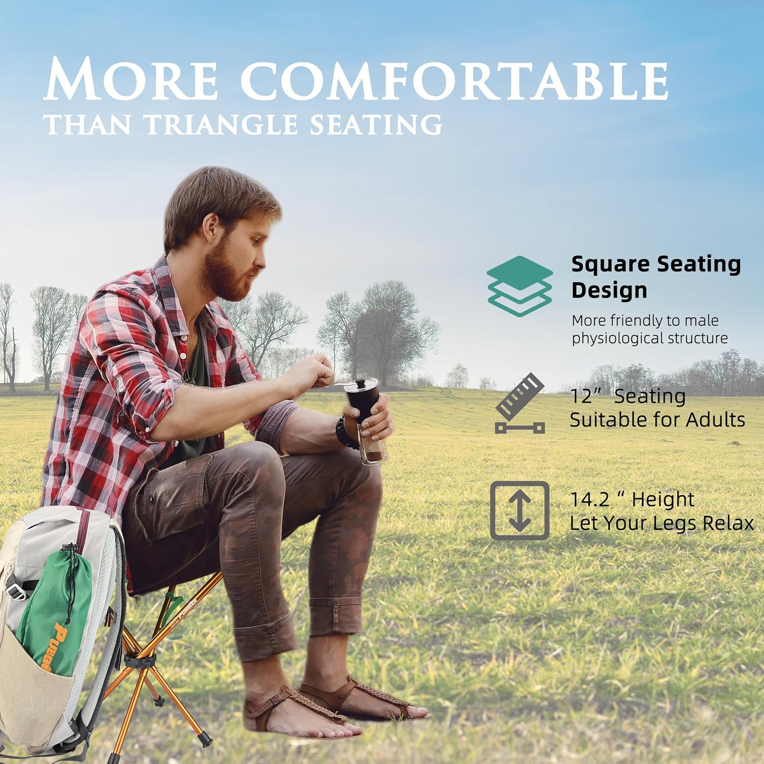 Portable Stool Backpacking Chair Folding Stool Ultra Lightweight Aluminum Collapsible Stool for Hunting Camping Fishing Shooting Hiking Small Portable Chair Camping Stool image number 1