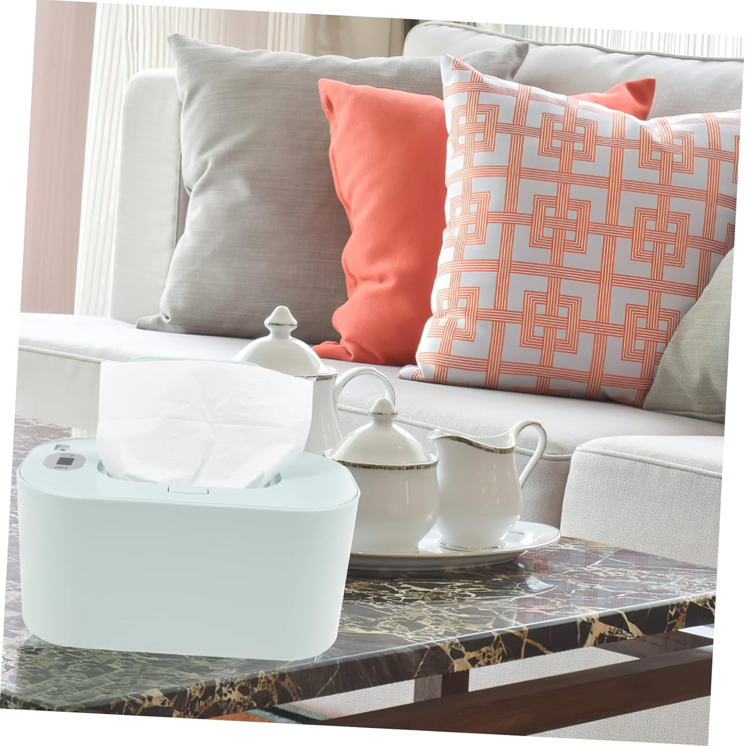 Portable USB Baby Wipe Warmer Tissue Dispenser Intelligent Temperature Control, Green Wet Tissue Warmer for Home and Car Use image number 4