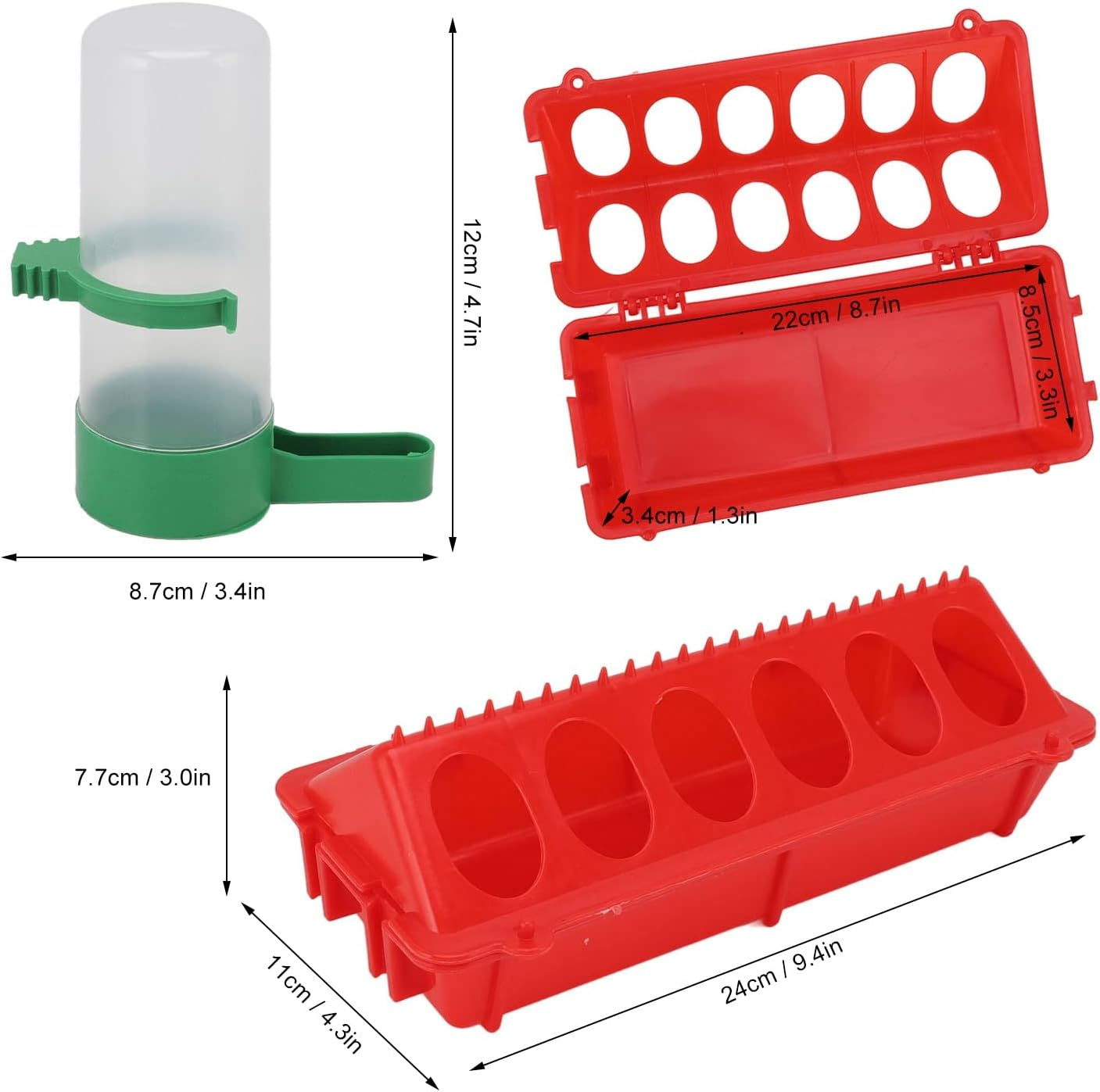 2 Sets, Chicken Trough for Poultry Equipment Feeders Birds (L Waterer 140ML)
