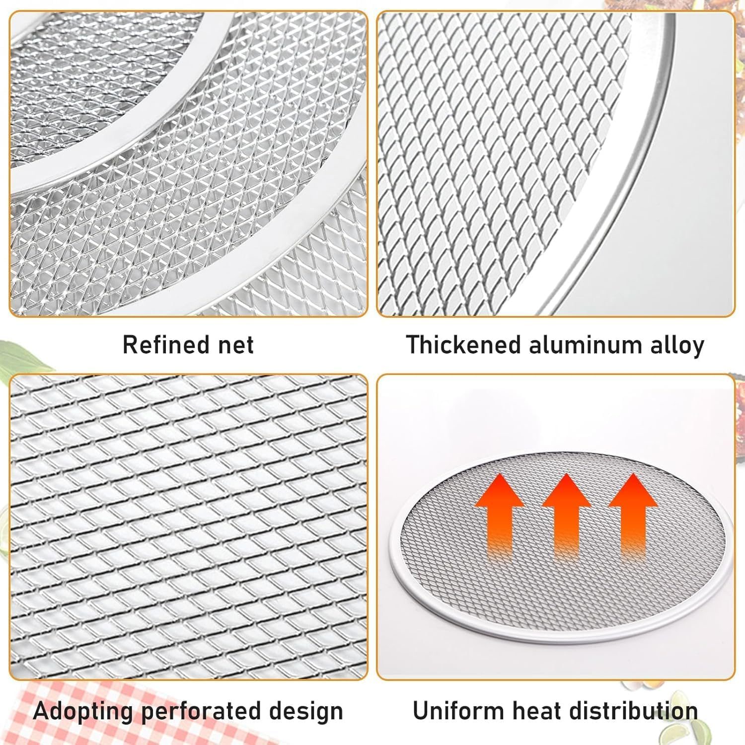 2 Pack 13 Inch Pizza Screen,Pizza Crisper Tray Non Stick Perfect Crust,Stainless Steel Mesh for Oven,Seamless,Rust Free,Durable Baking Trays for Crispy Crusts