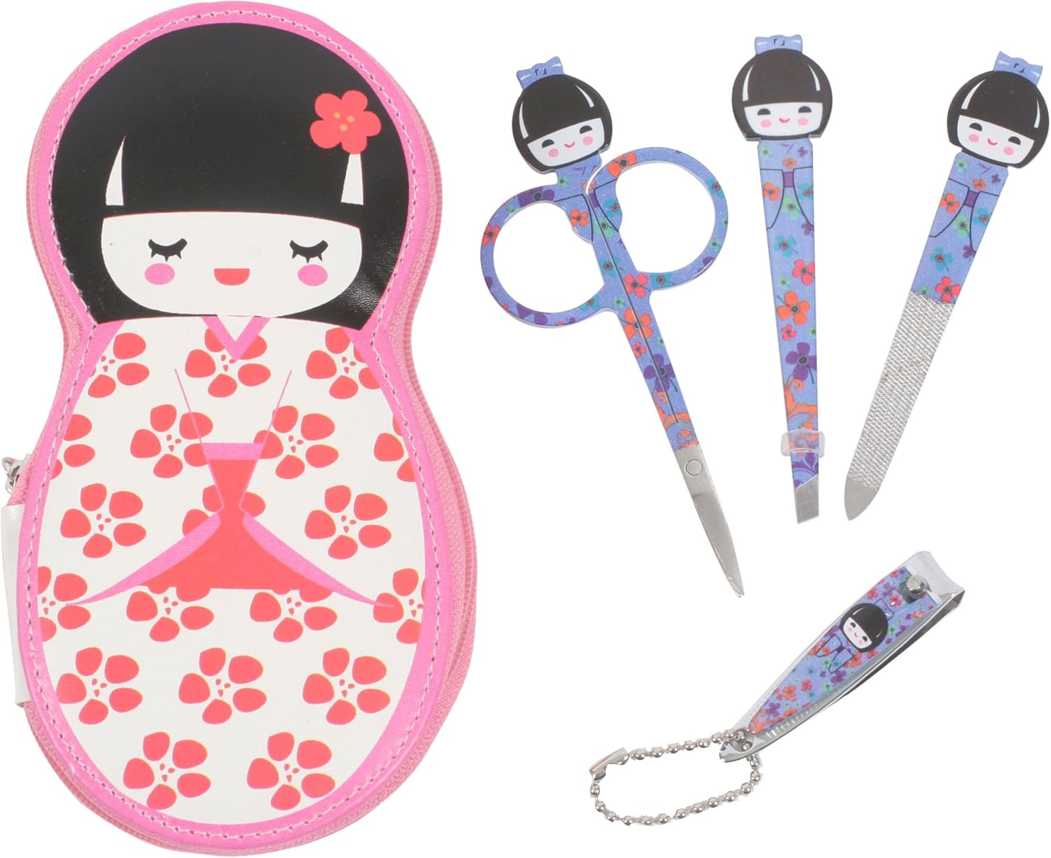 3052053 Beauty Care Set, White & Blue, Indigo, 4 Piece Set with Japanese Patterns