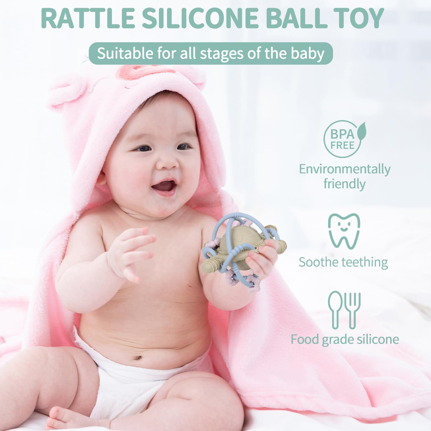 Baby Sensory Teething Toys - Baby Montessori Learning Developmental Toys for 0-6 6-12 Months - Newborn Teething Ball - Infant Chew Toys for 0 3 6 9 12 18 Months Baby Girls Boys Gift