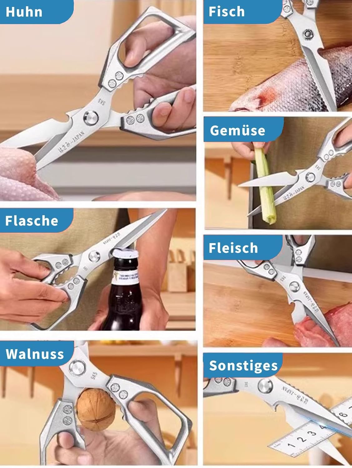 Kitchen Scissors Multifunctional Heavy Duty: Stainless Steel Sharp Blade Durable Kitchen Shear Poultry Cutting image number 5