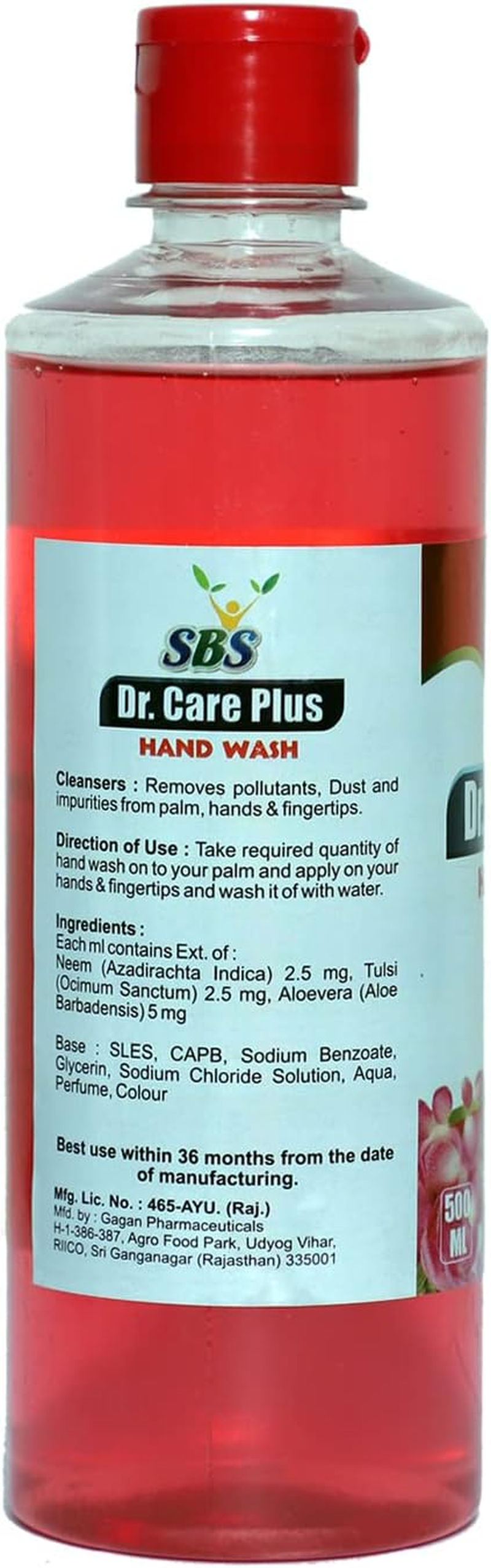 SBS Dr. Care plus Rose Handwash - 100% Natural, Neem, Tulsi & Aloevera, for Soft & Odor Free Hands (Rose) image number 1