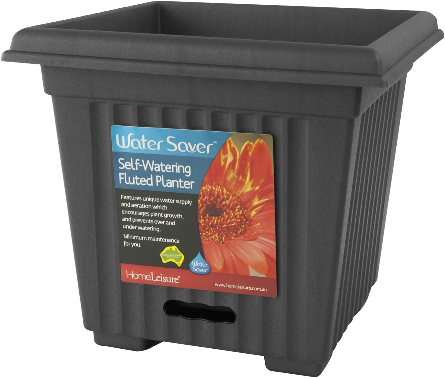 Home Leisure Rectangular Fluted Water Saver Planter, 280 Mm Size, Charcoal image number 1