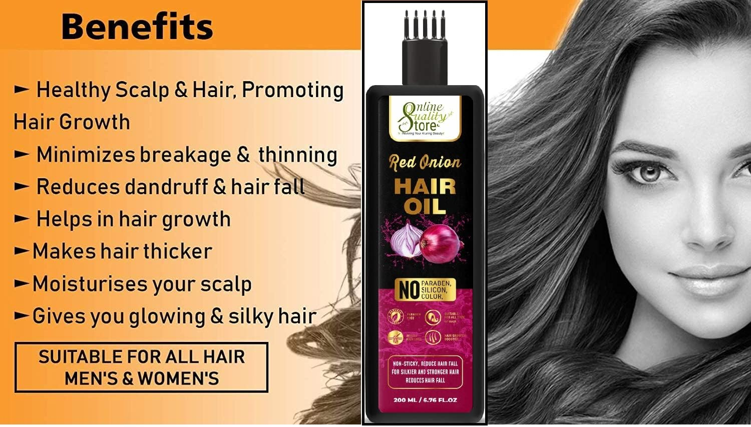 Online Quality Store Onion Hair Oil 200Ml for Hair Growth and Hair Fall Control - with Black Seed Oil Extracts |Hair Growth Oil| Reduces Hair Fall Oil/Serum for Complete Hair Treatment image number 6