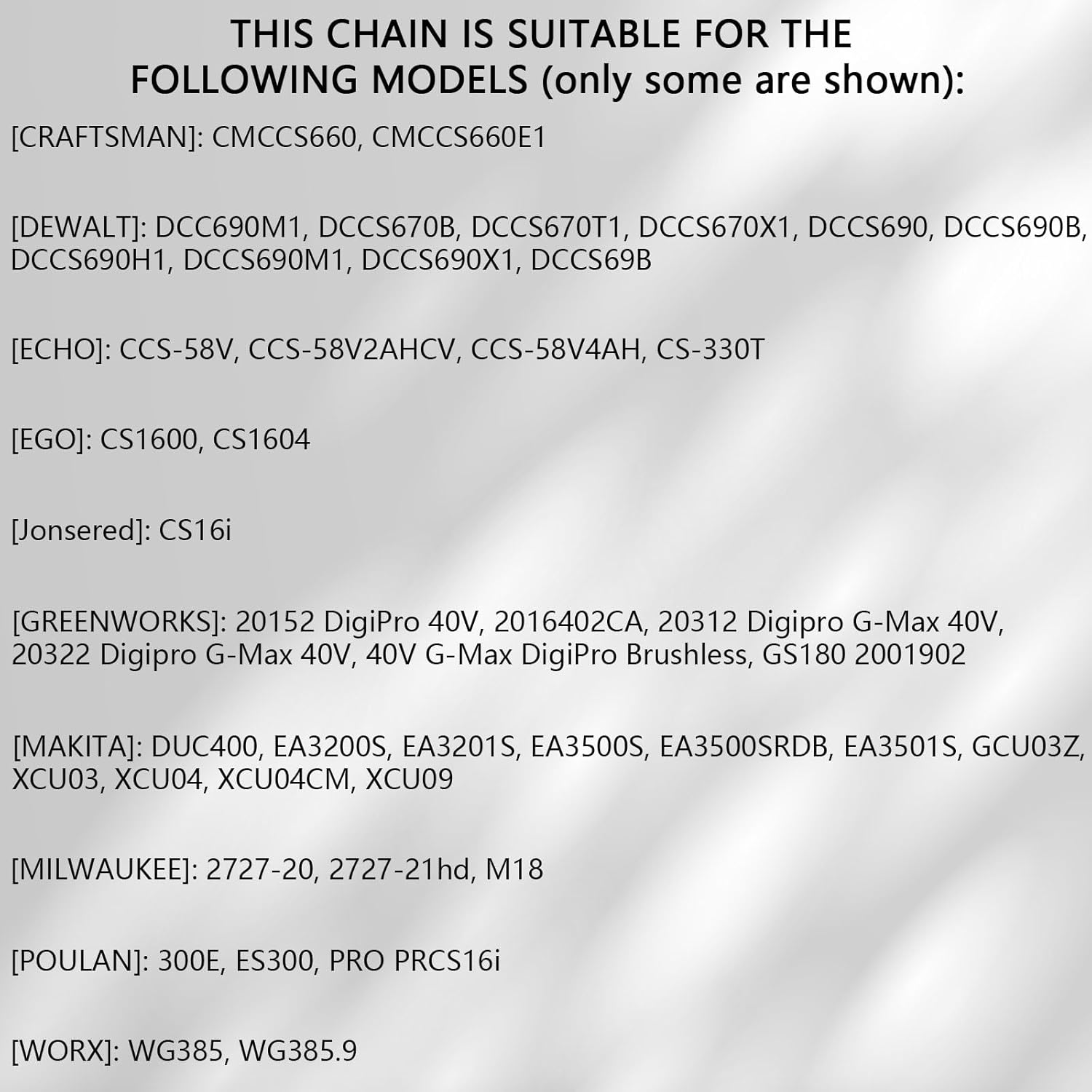 O-CONN 4 Pack 16 Inch Chainsaw Chain 3/8" LP Pitch .043'' Gauge 56 Drive Links Fits Greenworks, Dewalt, Poulan, Milwaukee and More