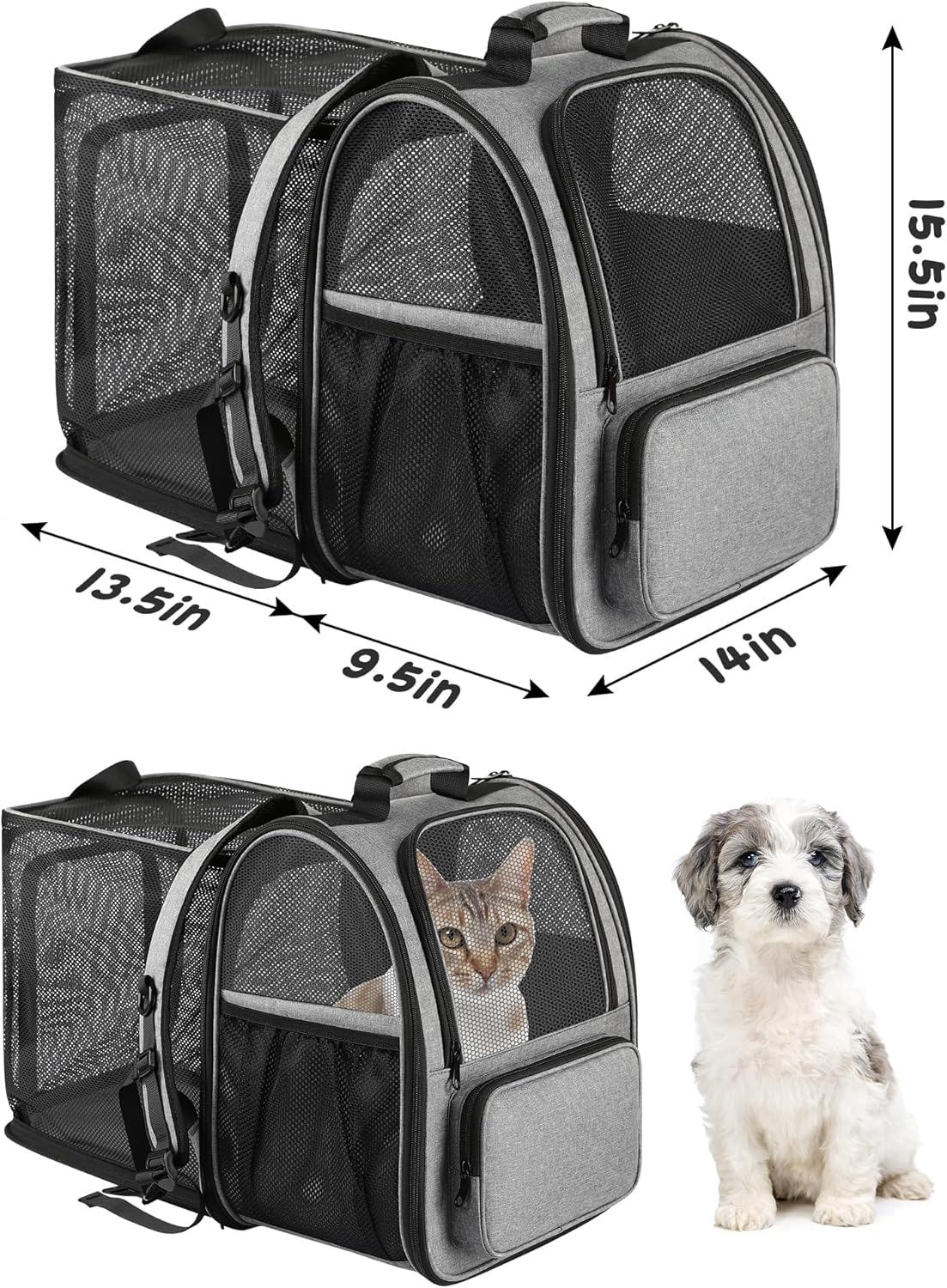 Cat Backpack Carrier, Expandable Pet Carrier Backpack Foldable Designed for Travel Airline-Approved,Breathable Mesh Dog Carrier Backpack for Small Cats Dogs Car,Outdoor,Hiking,Camping image number 3