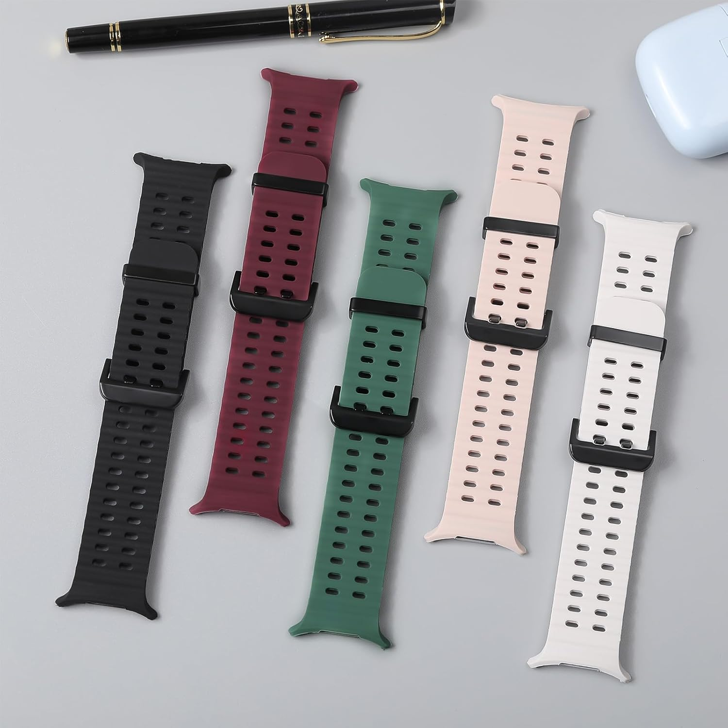 Ocean Bands for Samsung Galaxy Watch Ultra 2/Ultra 2025 2024 Women Men,Silicone Breathable Bracelet Wristband for Samsung Galaxy Watch 8/7 Ultra 47Mm - Black image number 3