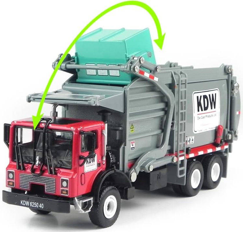 Hobby Crazy Diecast Bin Truck Rubbish Recycling Material Transporter 1:24 Scale KDW 625040 Detailed Diecast Alloy Interactive Garbage Tipping for Kids and Collectors image number 4