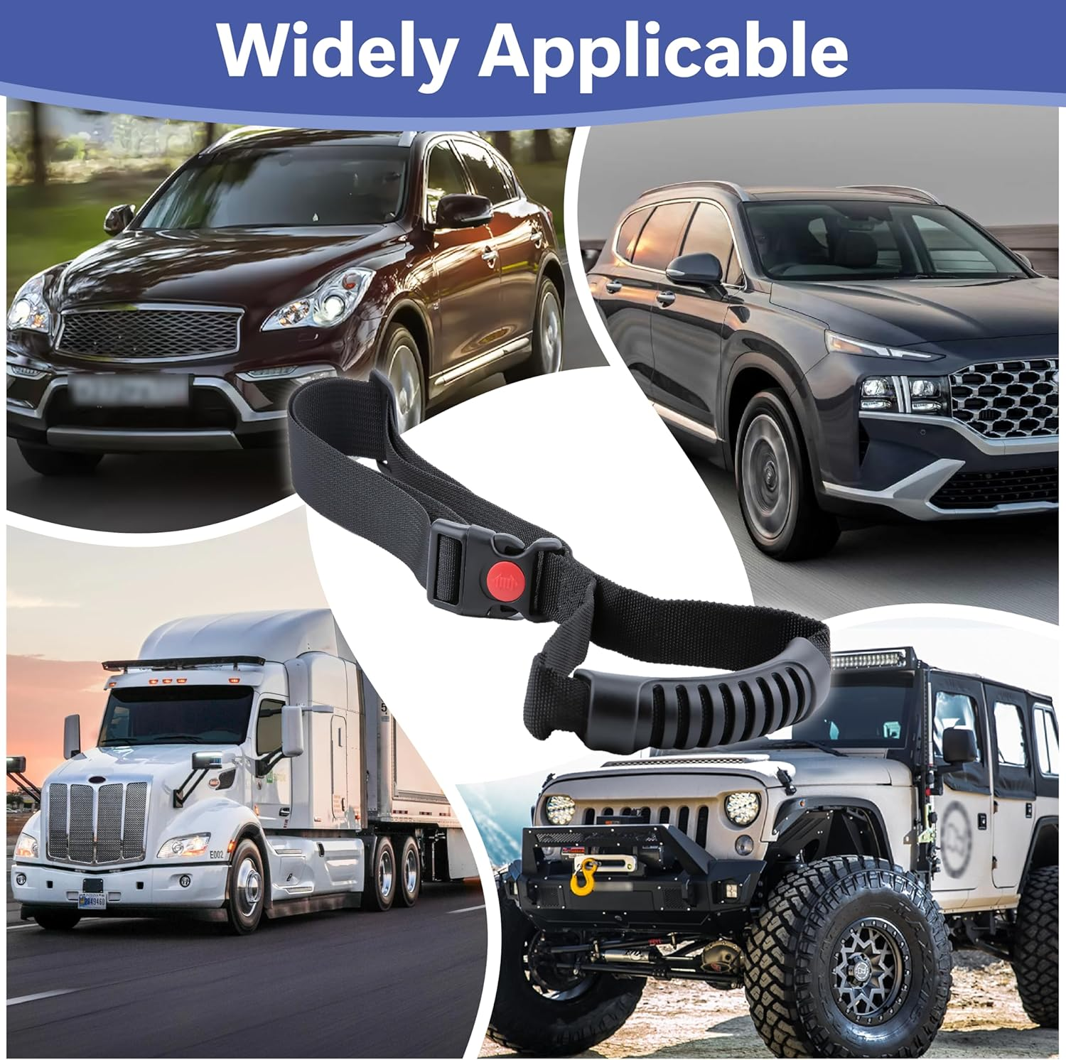 Ecocstm Car Adjustable Grab Handle, Car Handle Assist, Safety Handle Portable Vehicle Support Grab Bar for Trucks, Suvs, Jeeps, Vans, Cars and Atvs (Black) image number 5