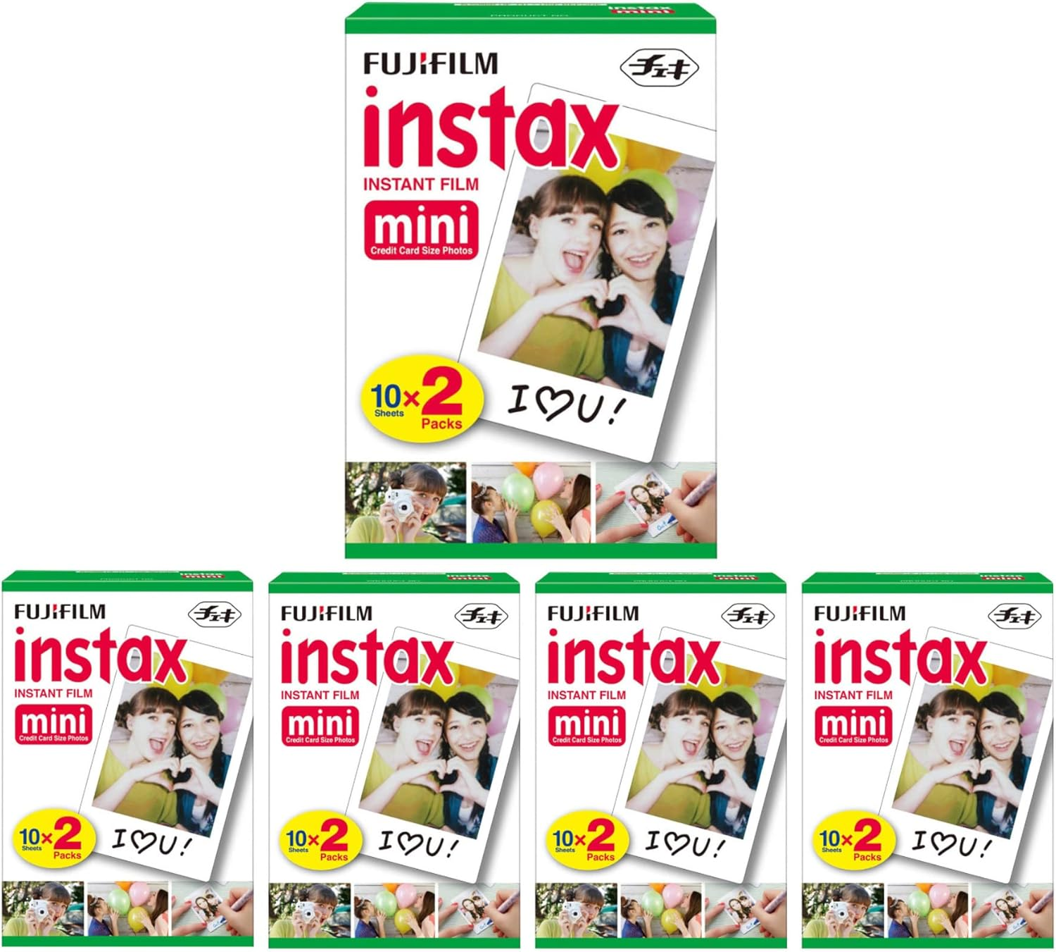 Fujifilm Instax Mini Instant Film, 10 Sheets of 5 Pack &times; 2 (100 Sheets)