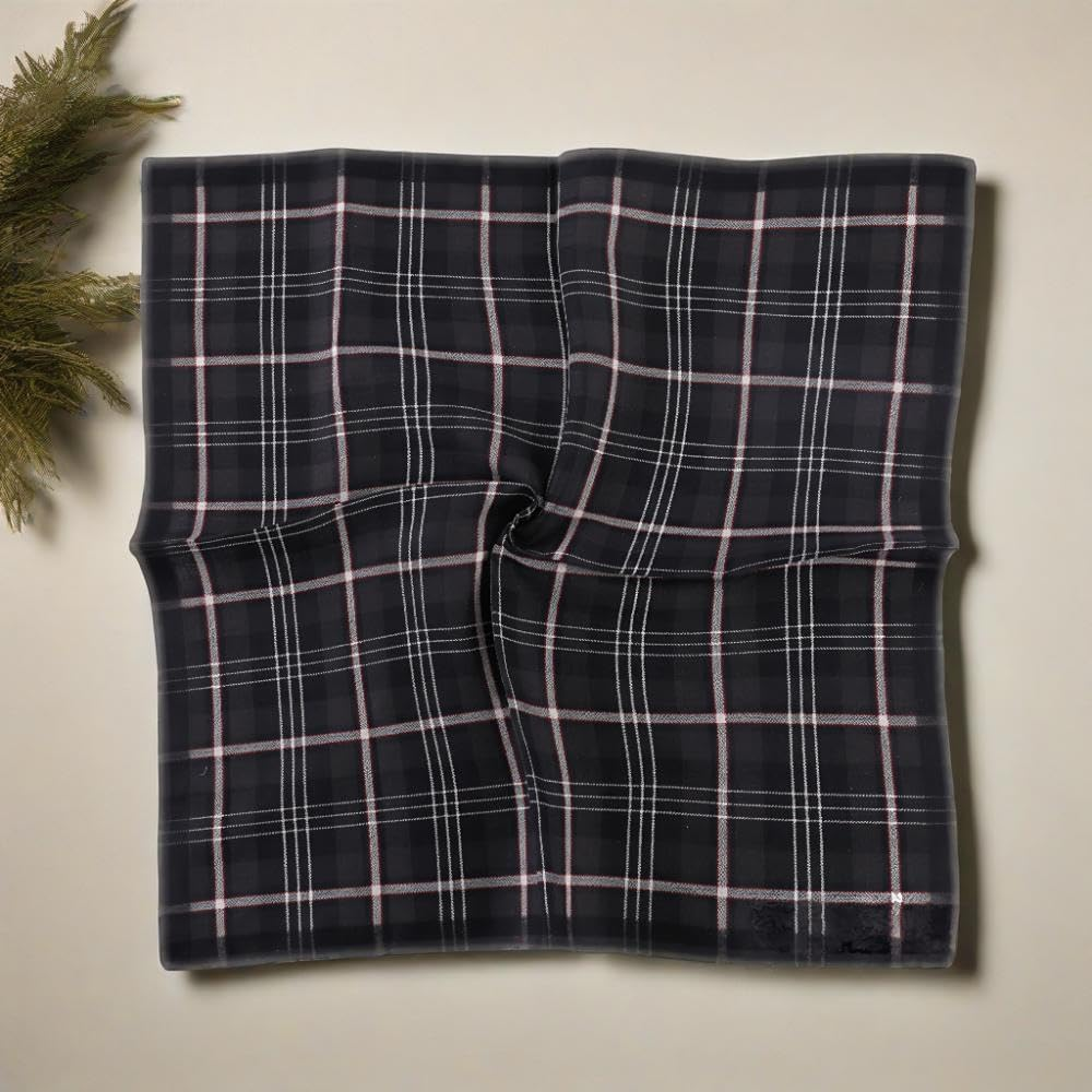 Father'S Day 6 Pack Men'S Premium Cotton Handkerchiefs - Random Color Pocket Squares (43X43Cm), Soft Business Style Plaid & Striped Hankies for Wedding, Office & Formal Accessories, Ideal Men'S Gift image number 4